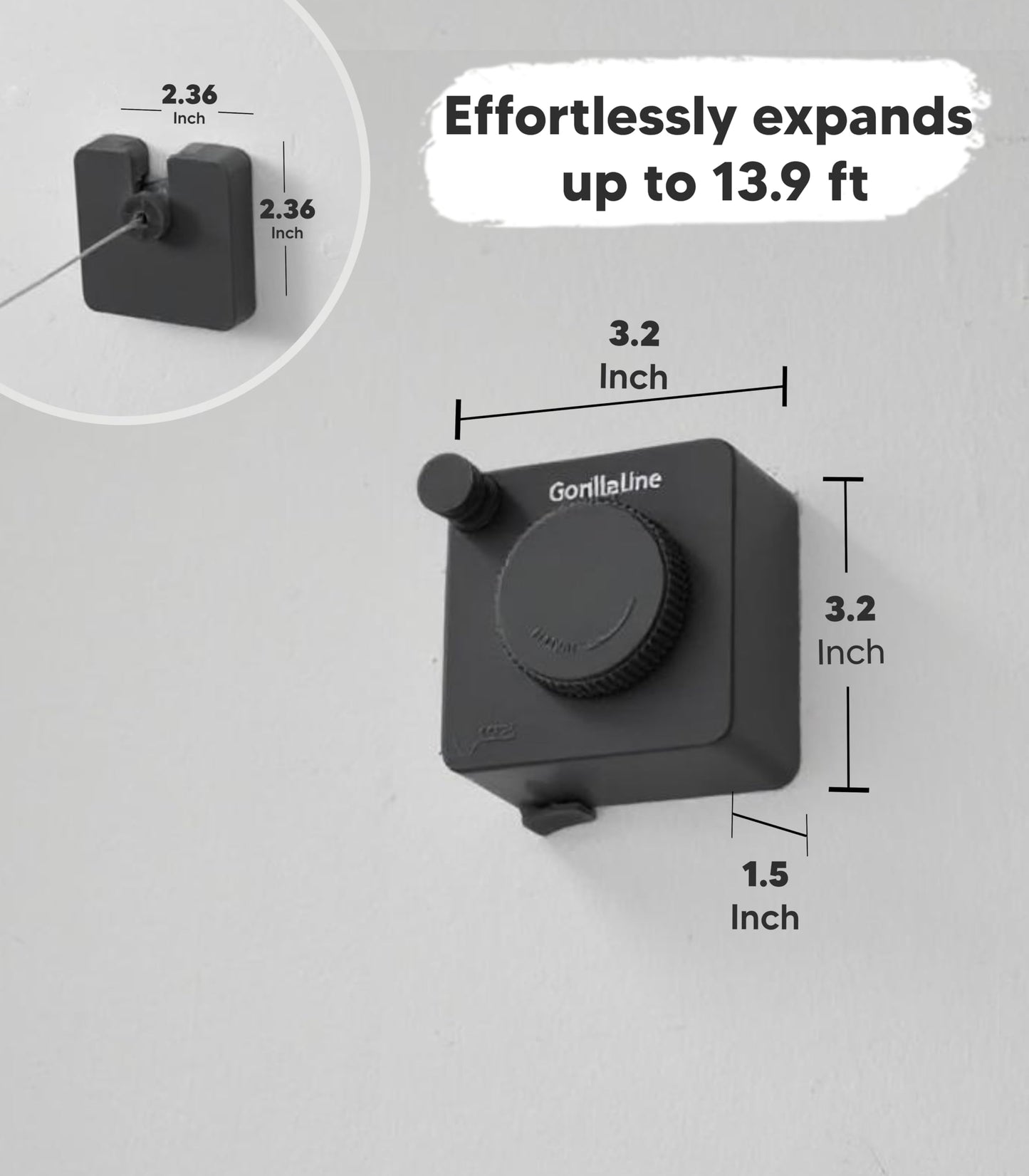 GorillaLine Basic - Retractable Clothesline - with GorillaGrip
