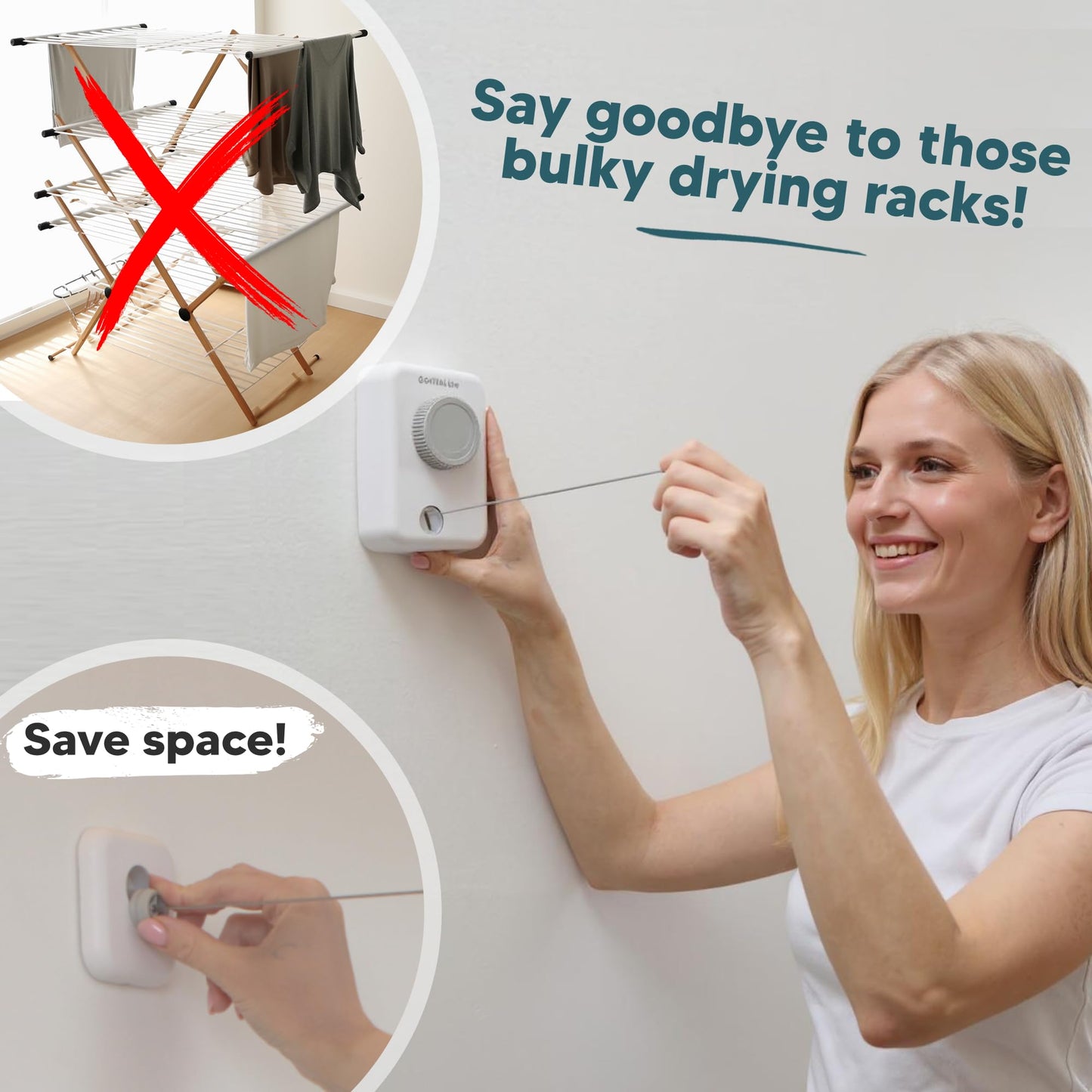 Retractable Clothesline Max – White | GorillaLine