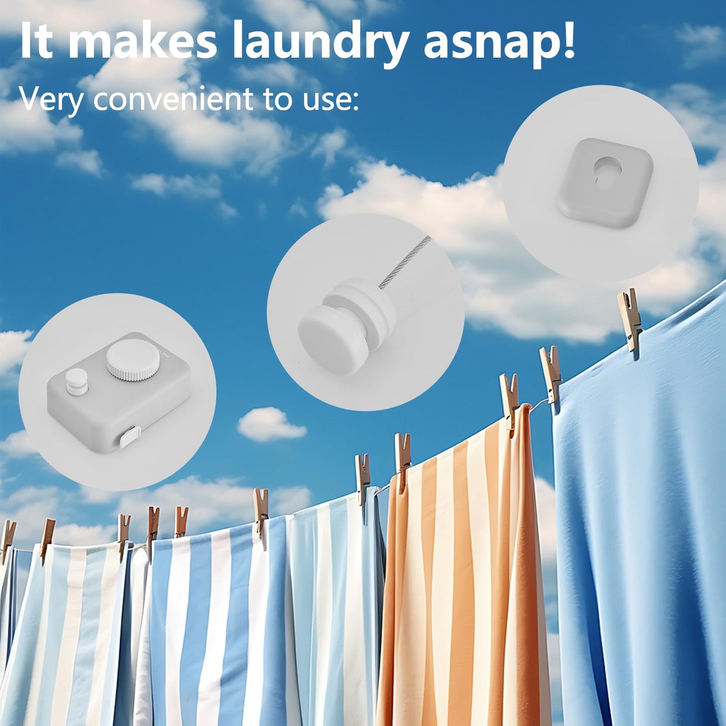 GorillaLine Max - Retractable Clothesline Indoor Outdoor Clothes Line - Heavy Duty Clothes Drying Laundry Line - Wall Mounted Drying Rack - Air Dry Clothing - Max Tighten with GorillaGrip