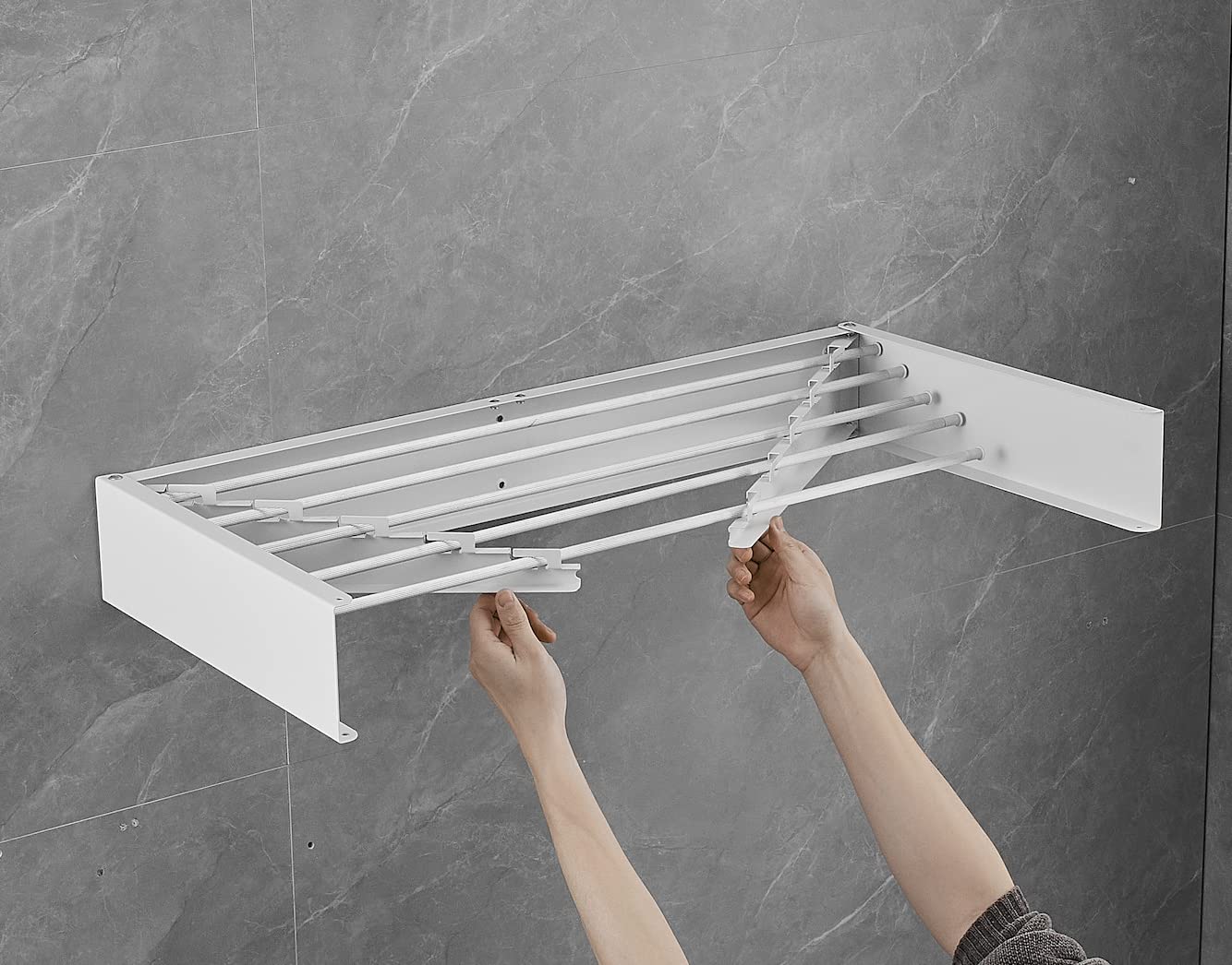 GorillaRack - Laundry Drying Clothes Rack | Retractable Clothing Rack Wall Mount | Clothes Drying Rack Indoor Outdoor For Hanging Heavy Duty Laundry | Large Stainless Steel White