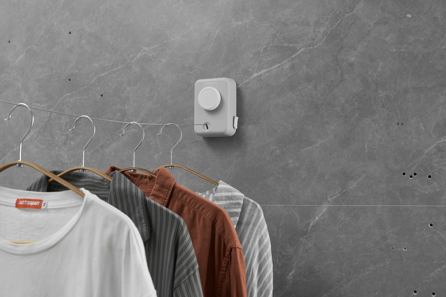 GorillaLine Max - Retractable Clothesline Indoor Outdoor Clothes Line - Heavy Duty Clothes Drying Laundry Line - Wall Mounted Drying Rack - Air Dry Clothing - Max Tighten with GorillaGrip