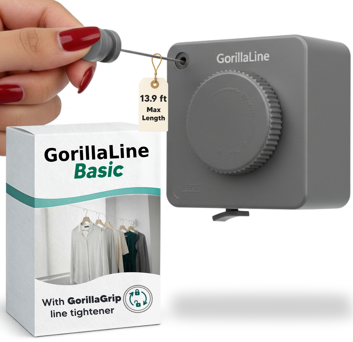 Retractable ClotheslineBasic – Gray – GorillaLine retractable clothesline