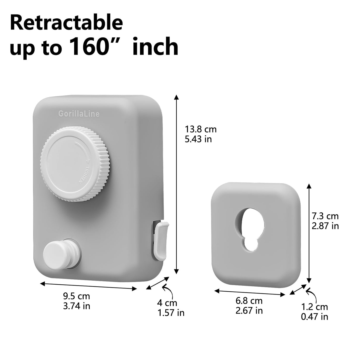 GorillaLine Max - Retractable Clothesline Indoor Outdoor Clothes Line - Heavy Duty Clothes Drying Laundry Line - Wall Mounted Drying Rack - Air Dry Clothing - Max Tighten with GorillaGrip