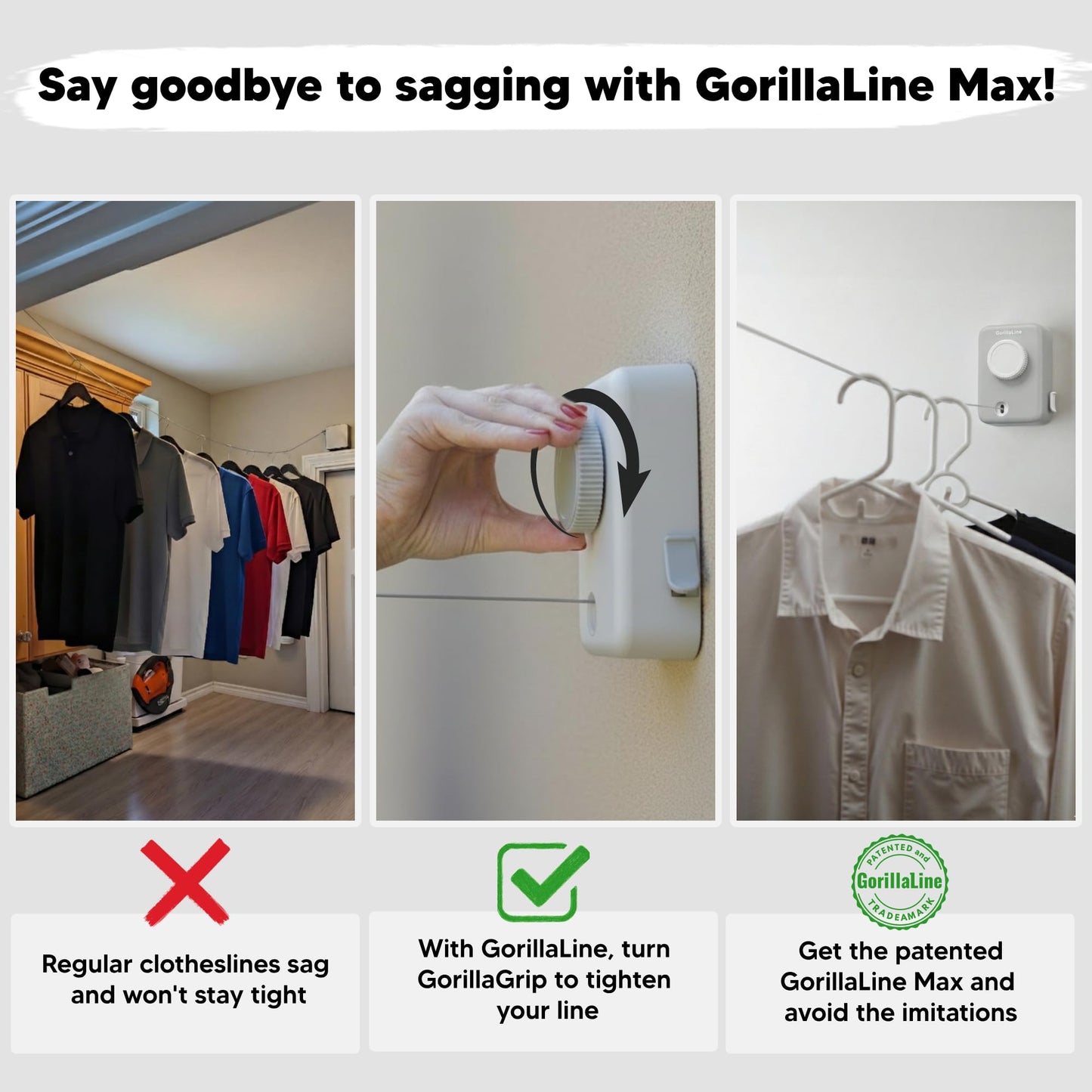 Retractable Clothesline Max – Light Gray | GorillaLine