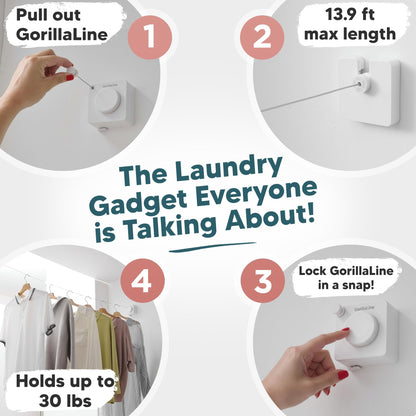 Retractable ClotheslineBasic – White – GorillaLine retractable clothesline