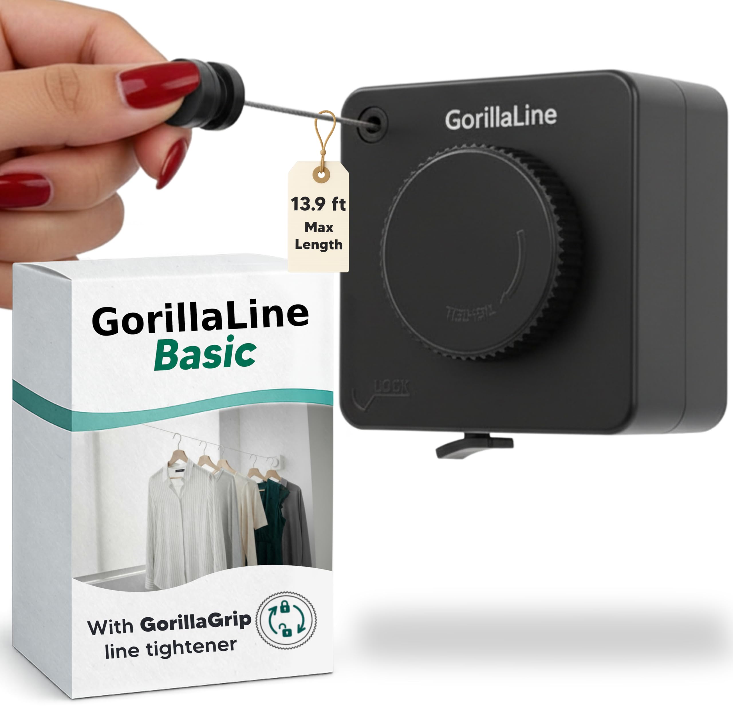Retractable Clothesline - GorillaLine Basic - with GorillaGrip