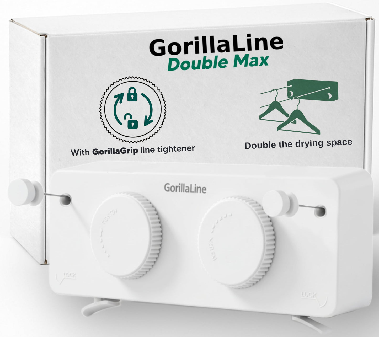 Clothesline Indoor - GorillaLine Double Max - Tighten with GorillaGrip