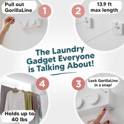 Indoor Clothesline GorillaLine | Double Max with GorillaGrip