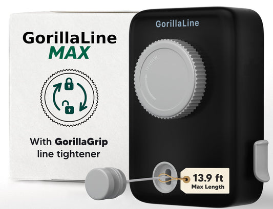 GorillaLine Max - Retractable Clothesline Indoor Outdoor Clothes Line - Wall Mounted Drying Rack - Max Tighten with GorillaGrip