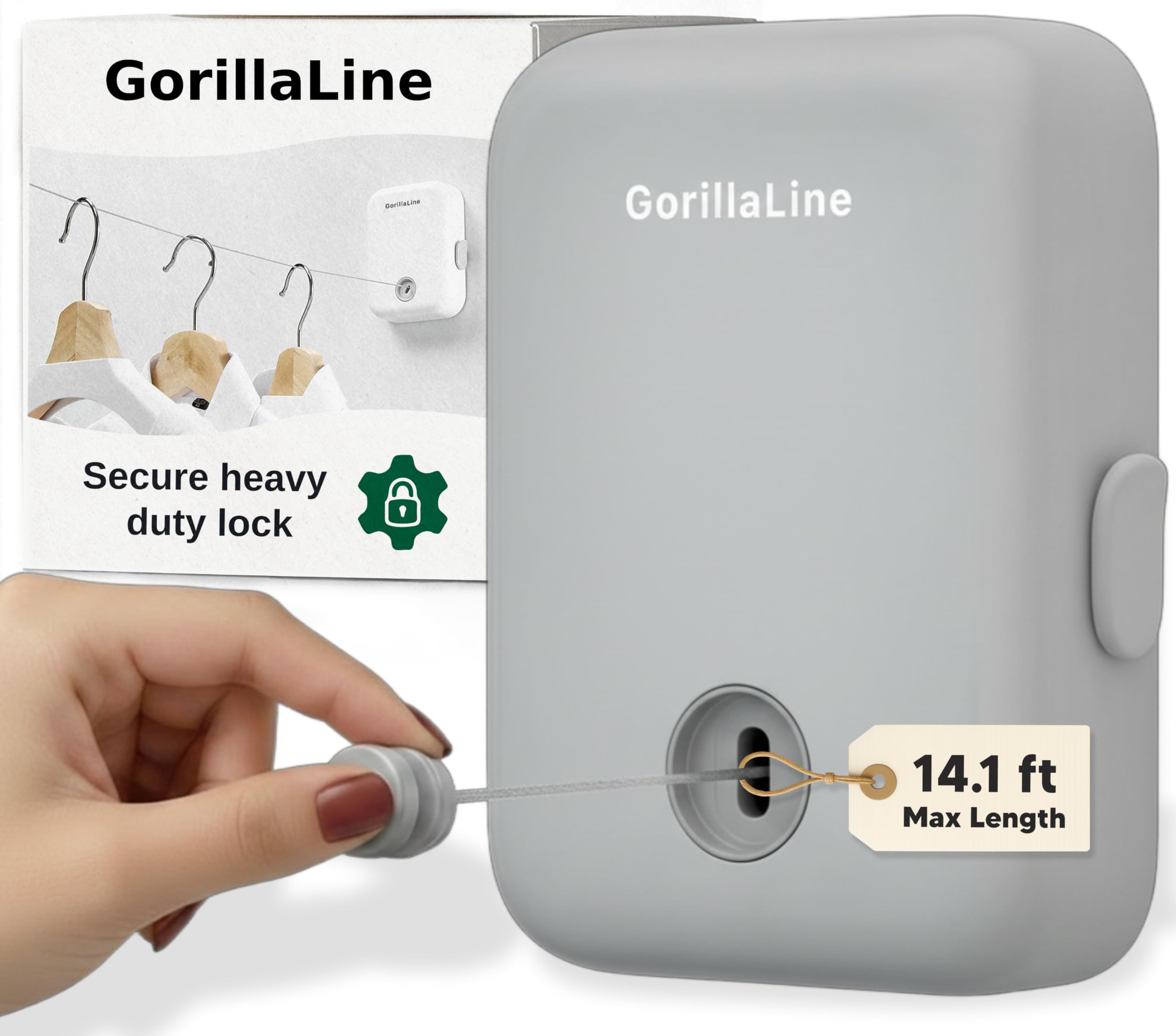 Retractable Clothesline Indoor Outdoor - GorillaLine Gray