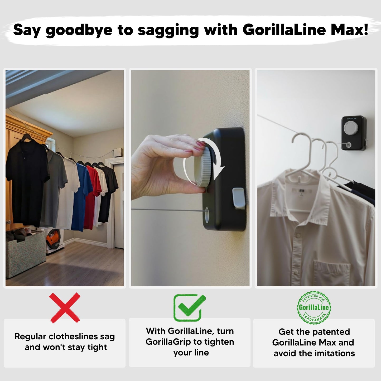 Retractable Clothesline Max – Black – GorillaLine retractable clothesline