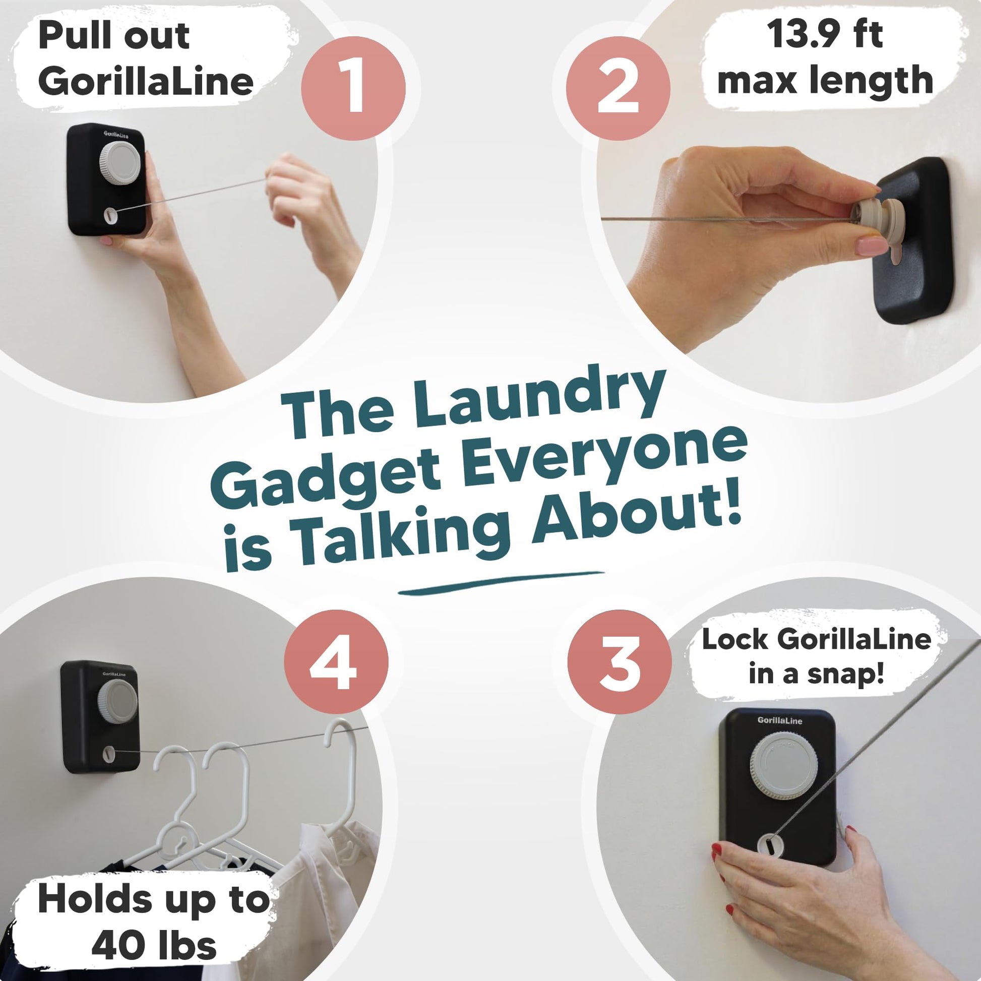 Retractable Clothesline Max – Black – GorillaLine retractable clothesline
