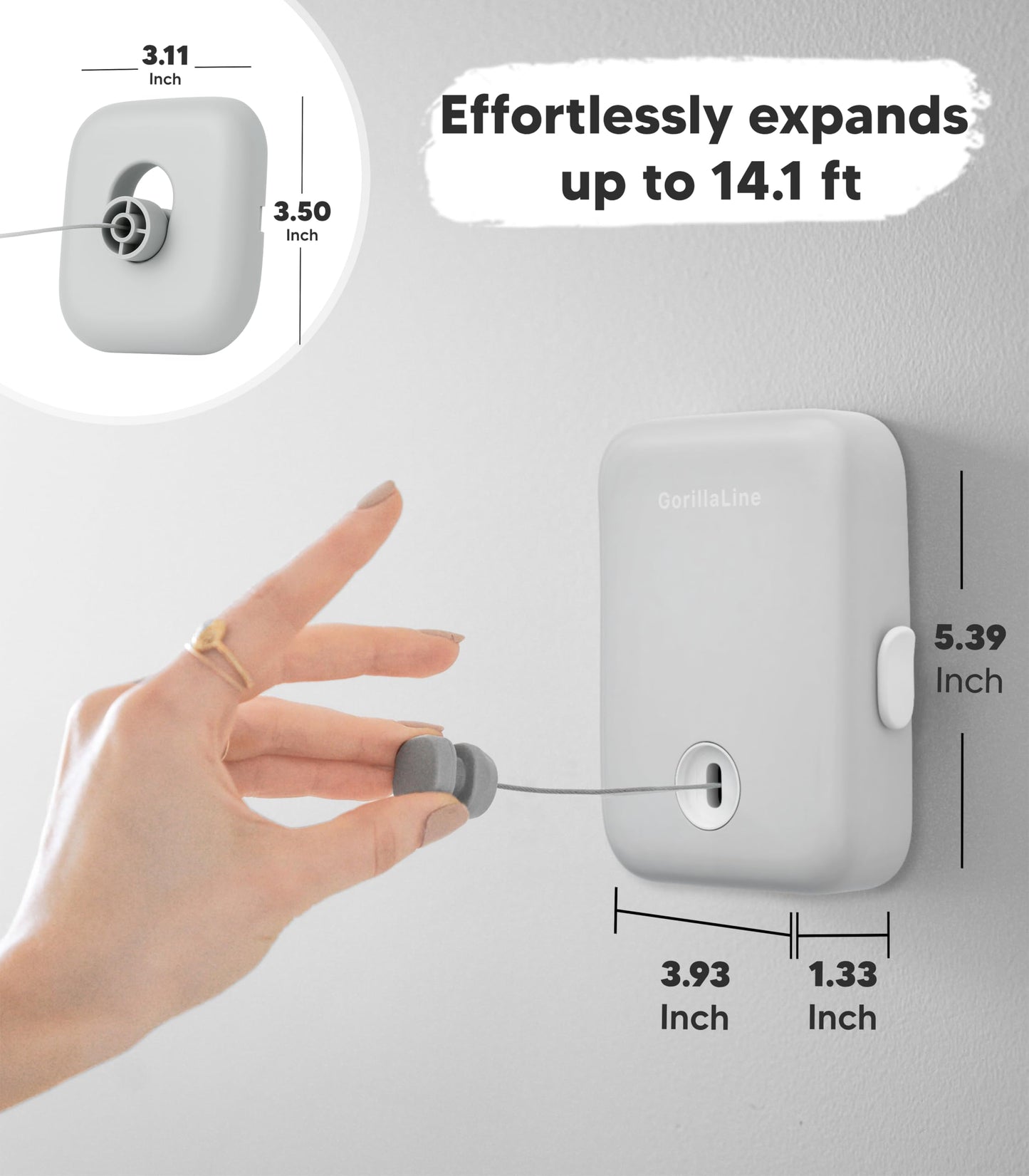 Retractable Clothesline Indoor-Outdoor GorillaLine Light Gray