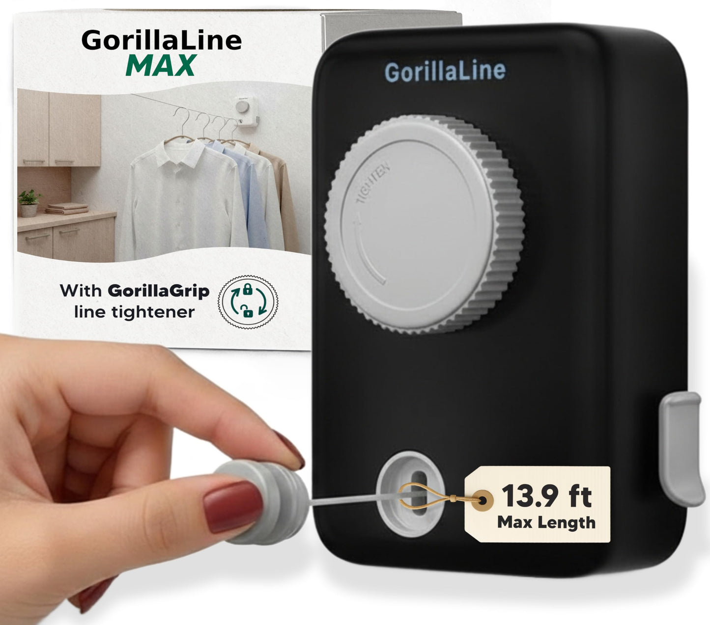Retractable Clothesline Max – Black – GorillaLine retractable clothesline