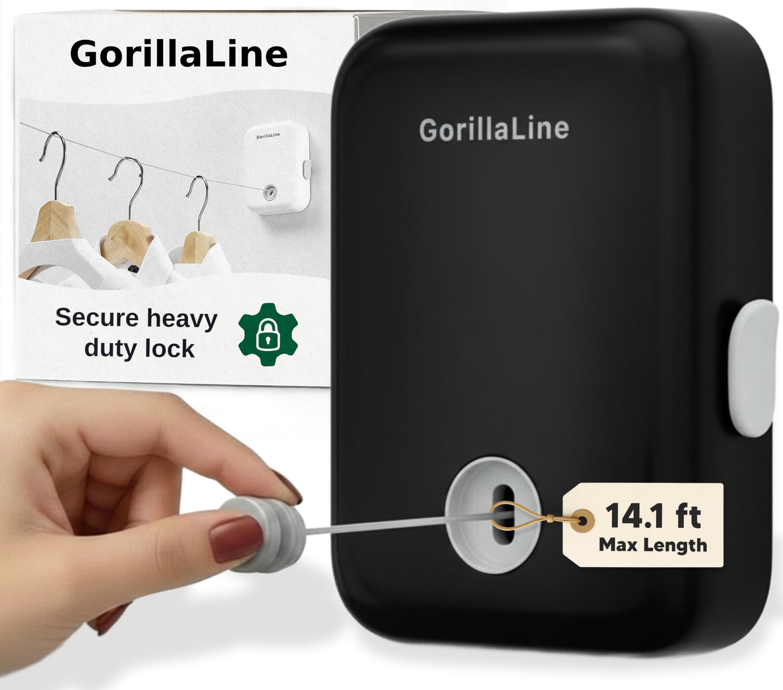 Retractable Clothesline Indoor Outdoor - GorillaLine Black