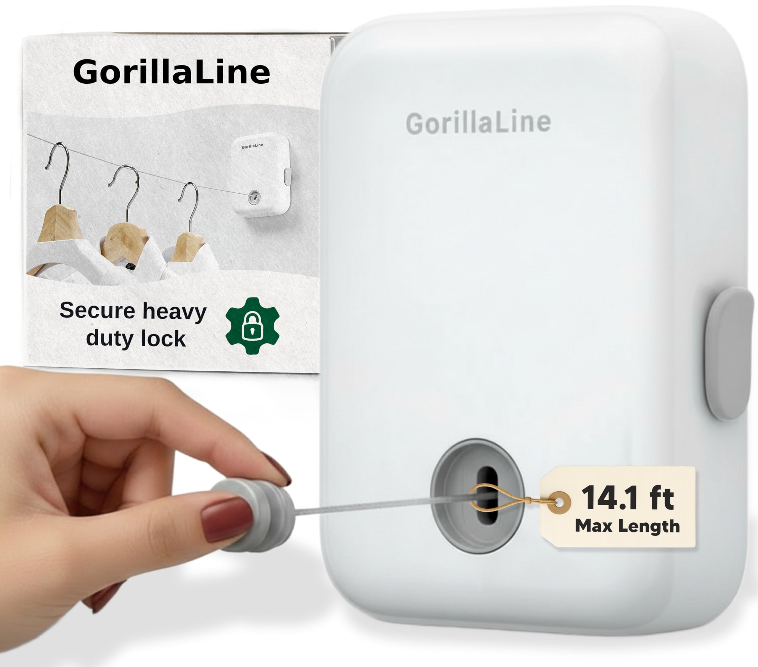 Retractable Clothesline Indoor Outdoor - GorillaLine White