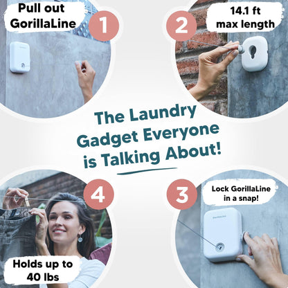 Retractable Clothesline Indoor Outdoor - GorillaLine White