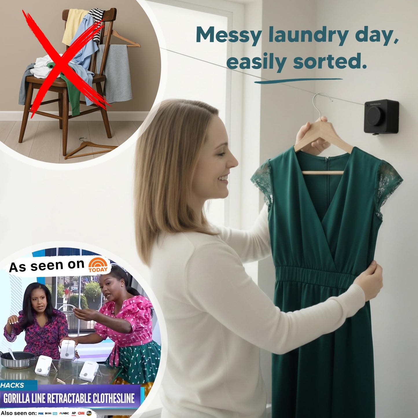 Retractable Clothesline - GorillaLine Basic - with GorillaGrip