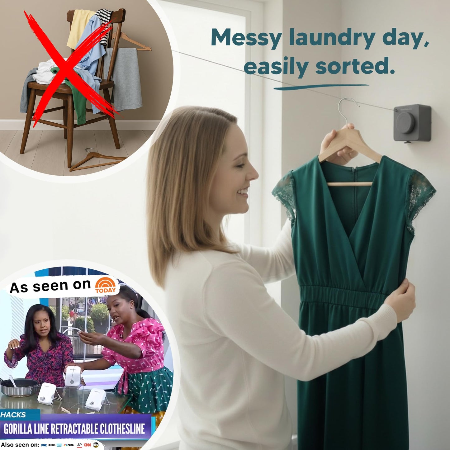 Retractable Clothesline - GorillaLine Basic - with GorillaGrip