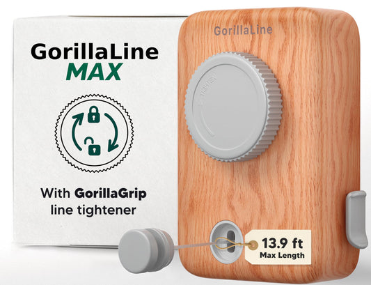 GorillaLine Max - Retractable Clothesline Indoor Outdoor Clothes Line - Wall Mounted Drying Rack - Max Tighten with GorillaGrip