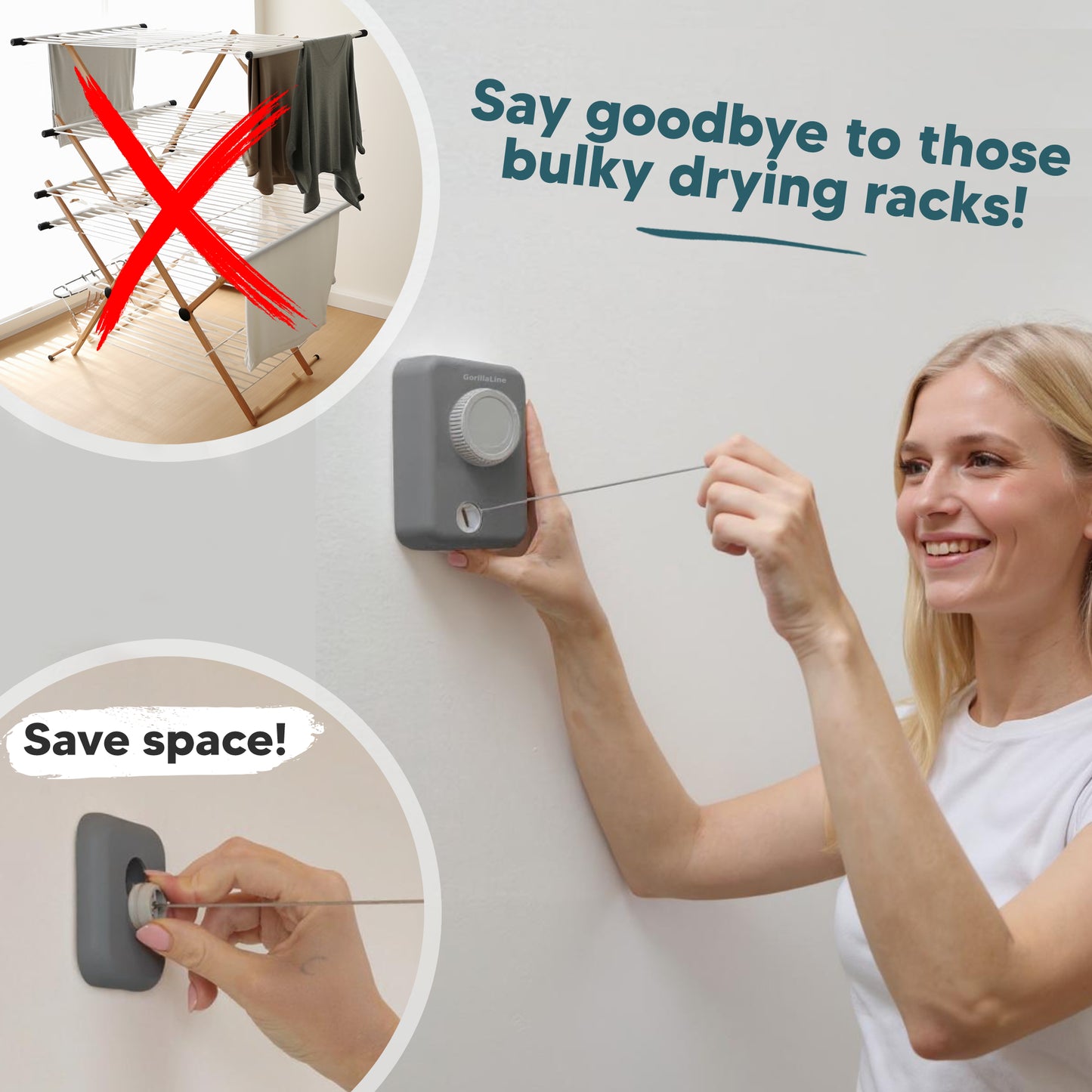 Retractable Clothesline Max – Gray | GorillaLine