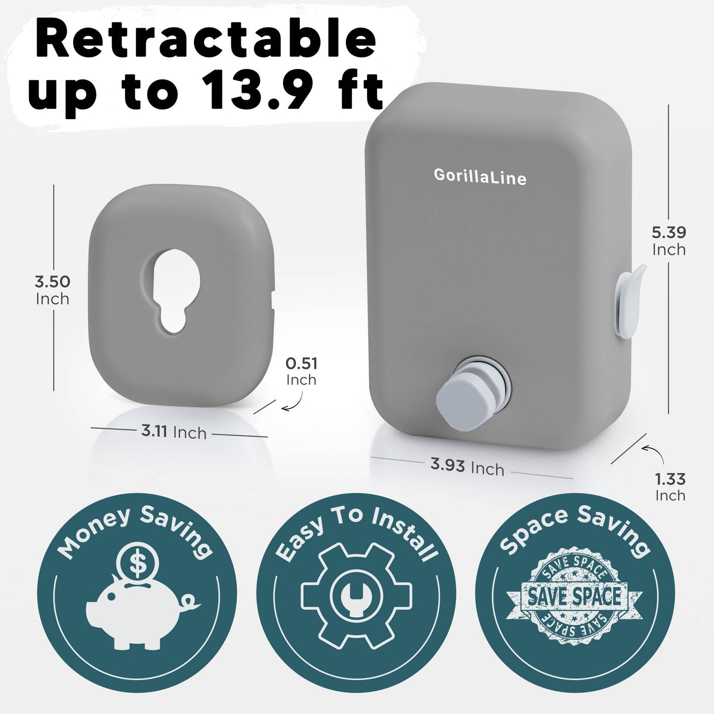 GorillaLine - Retractable Clothesline | Space Saving Laundry Drying Line