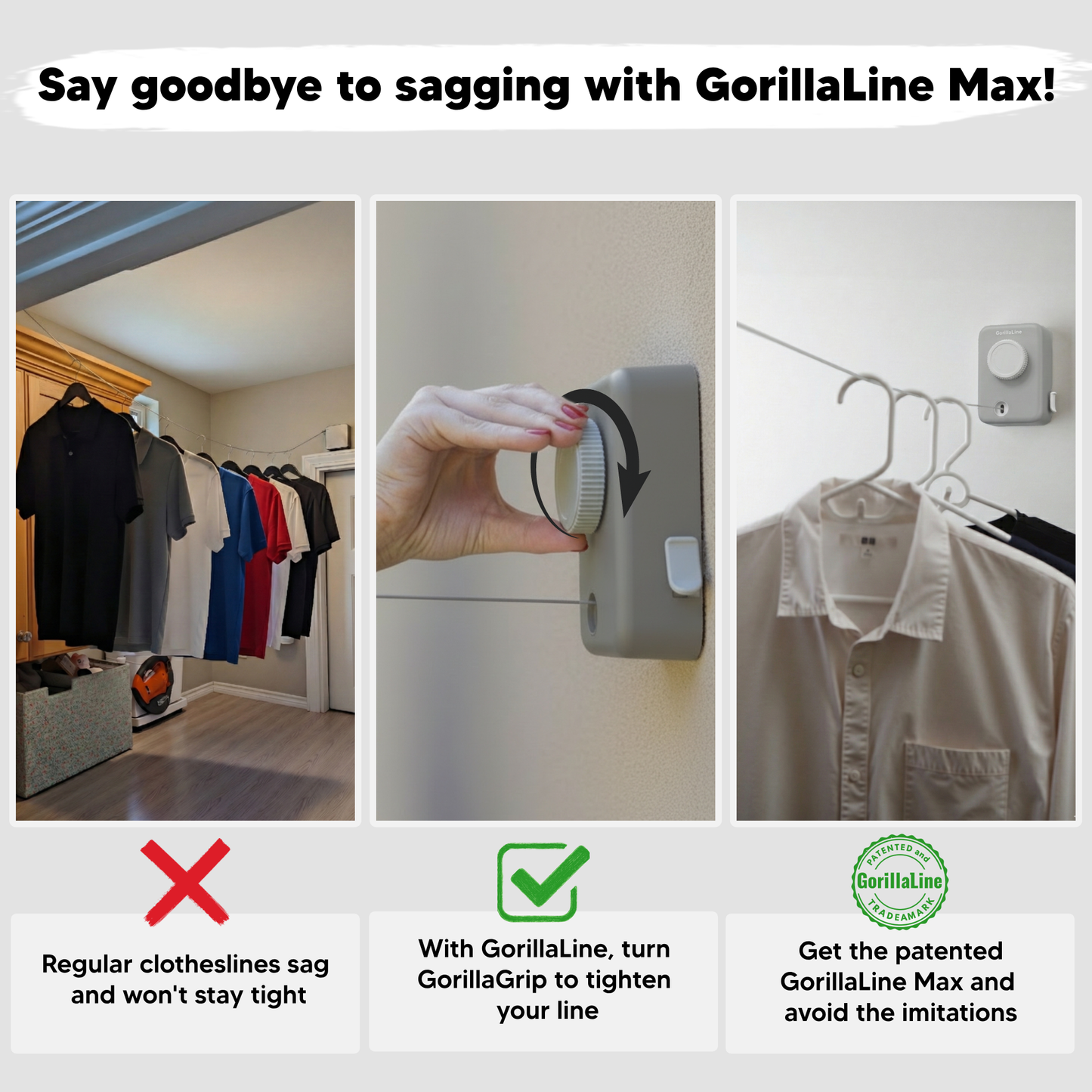 Retractable Clothesline Max – Gray | GorillaLine